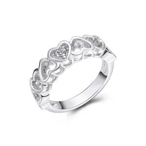 Keiyue Sterling Silver Zircon Wedding Bands Rings for Daily Wear Party & Anniversary Occasions with Gypsy Setting