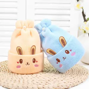 Bunny Embroidered Children's Hat Cashmere Baby Hat Autumn and Winter Newborn Baby Hat Warm