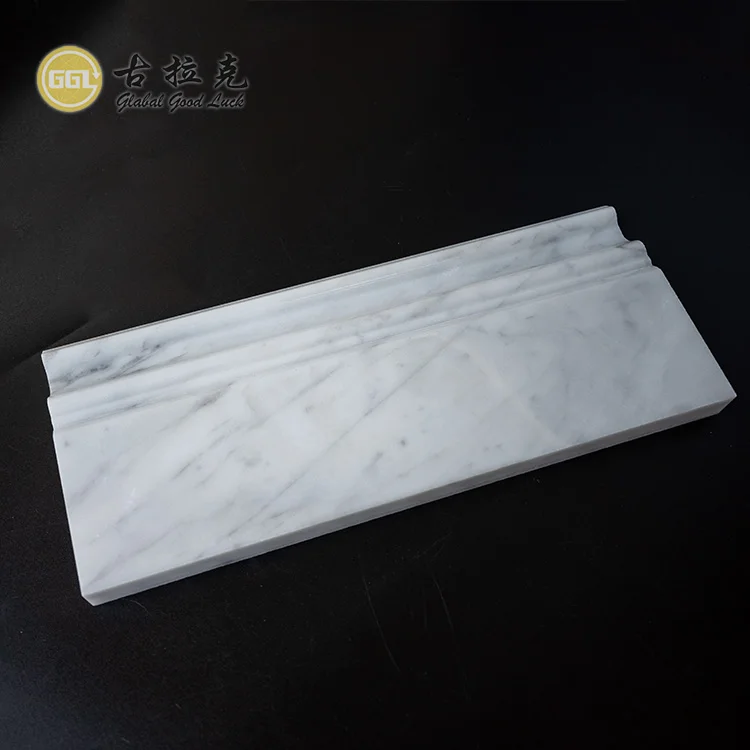 Italian Carrara White Marble Polished 5x12 Baseboard Molding Trim