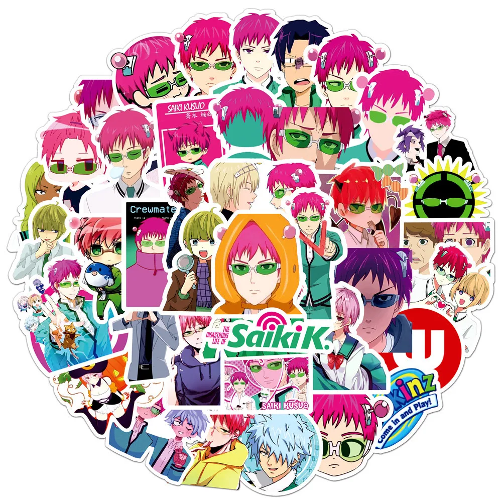 50pcs Japanese Anime <b>Saiki</b> <b>Kusuo</b> Graffiti Stickers For Luggage Car Scooter ...