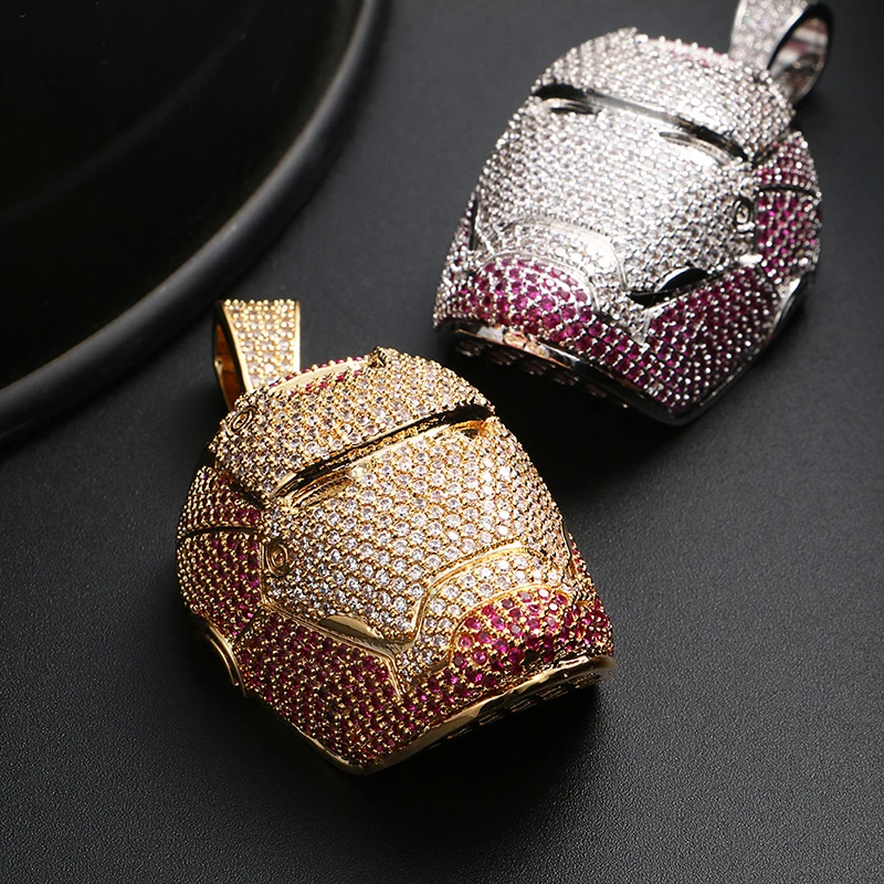 Collana da uomo, gioielli Hip Hop Cane vizioso Testa di cane Ciondolo Personalità Trendy Hiphop Collana con zirconi micro-intarsiati per uomo
