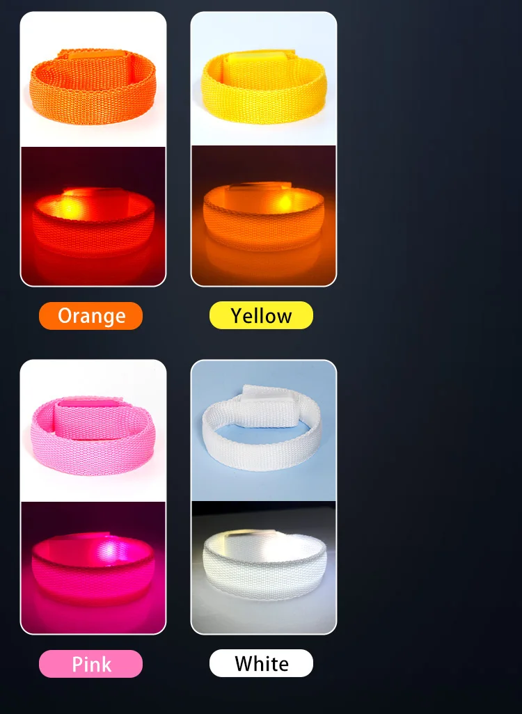 Seven colors in stock customizable patterns bracelet led bracelet concert rechargeable led light wristband