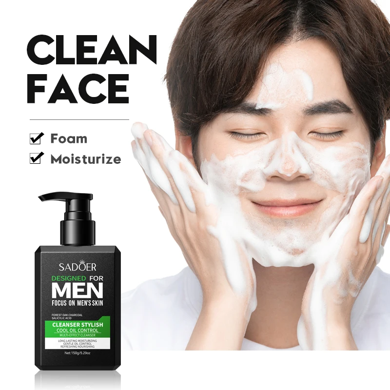 SADOER Private Label Men Facial Cleanser Deep Cleansing Moisture Gentle Foam Face Wash Face Cleanser