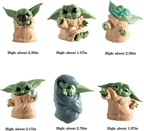 Star Wars Baby Yoda Doll Gift Toys 2-2.4 inch Mandalorian Yoda Baby Action  Toys 6PcsSet Star Wars Yoda Figures Figurines Model B