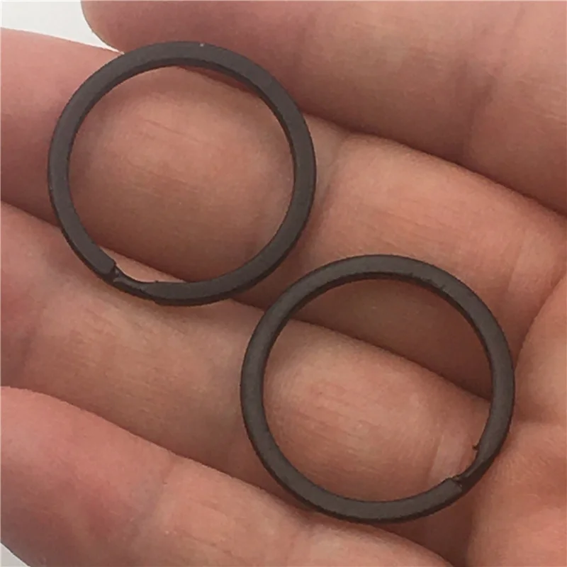 Black 25mm,28mm,30mm,35mm Outer Diameter Split Ring Flat Keyring