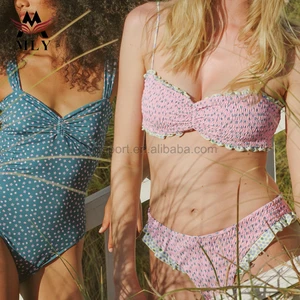 2026 New Arrivals Ruffle Bikini Set Monki Floral Print Bikini Bikinis & Beachwear