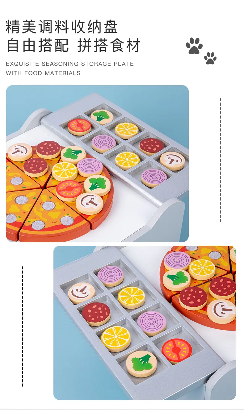  WoodenEdu Wooden Pizza Oven Set Toys for Toddlers