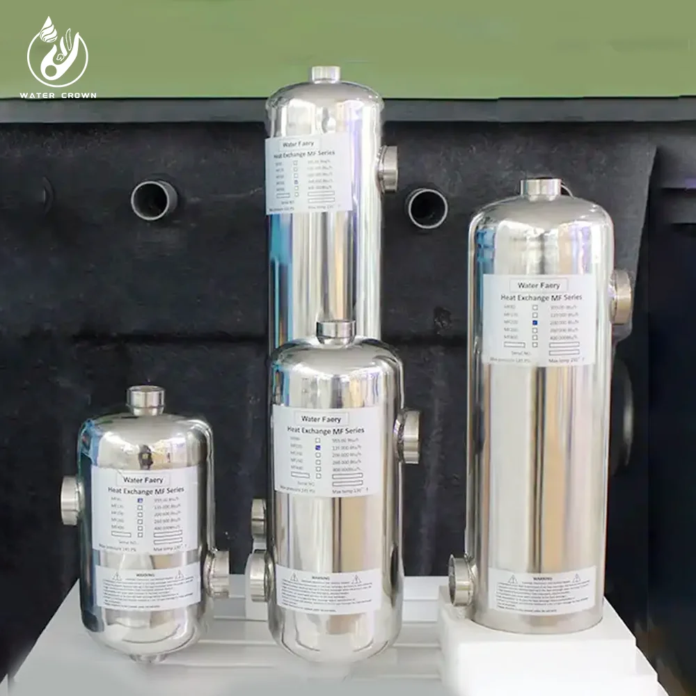 Pemanas Kolam Stainless Steel 304 Luar Ruangan Water Crown Guangdong Hemat Energi 220V/380V Perpindahan Panas Tinggi untuk Kolam Renang