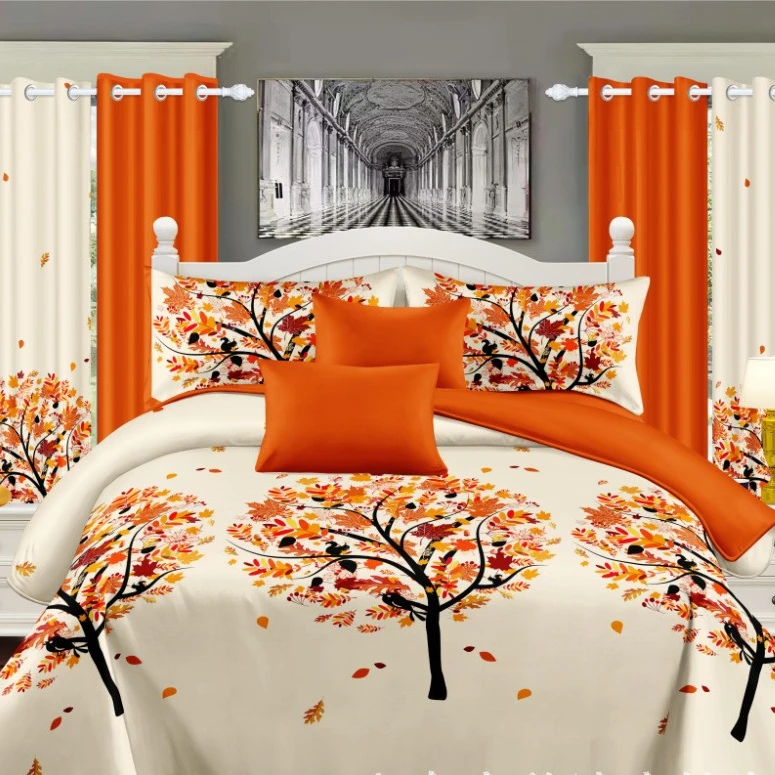 High Quality Curtain Bedding Set Printed 6pcs Bedsheets for Home and