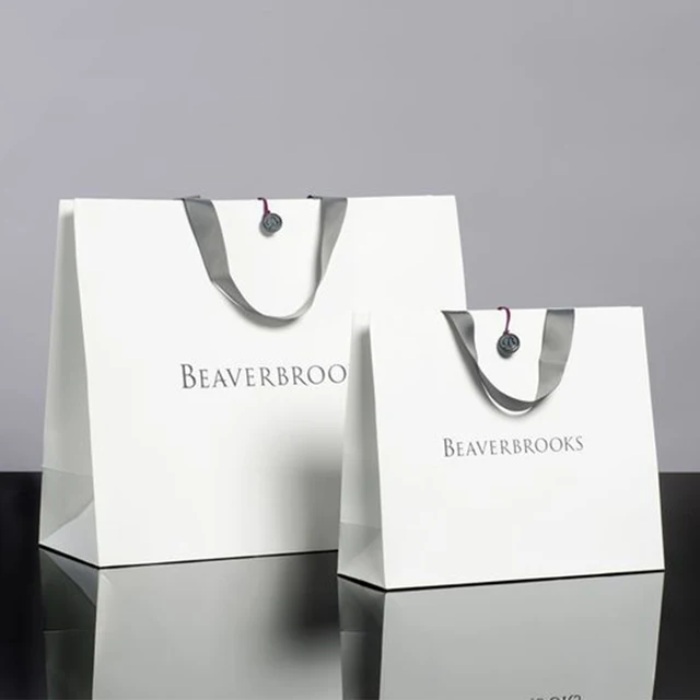 Custom Print Logo Luxury Eco White Jewelry Jewellery Watch Packaging Shopping Paper Gift Bag