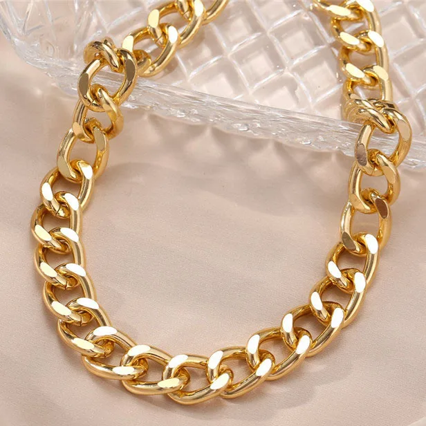 Collana Spessa Oro Cubano - Girocollo A Strati Con Moschettone, Regalo Per Donne, Stile Hip-hop Punk - Foto 9