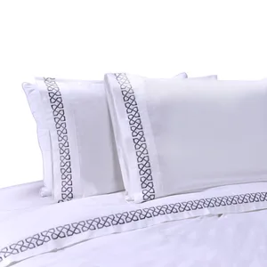 100% Cotton Embroidery Bedsheet High Quality Hotel Bed Sheet King Bedding Set