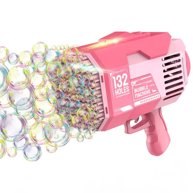 2023 New Product Automatic Blowing Bubble 132 Holes Charging Rocket Launcher Bubble Gun Toys & Rechargeable Battery