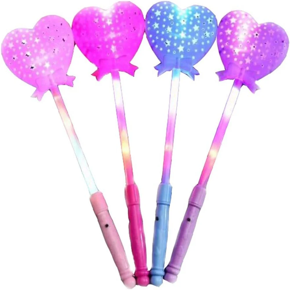 Cheap Heart Magic Sticks Toy Party LED Flashing Light up Wand for Girls Boys Princess Birthday Gift Christmas Decoration