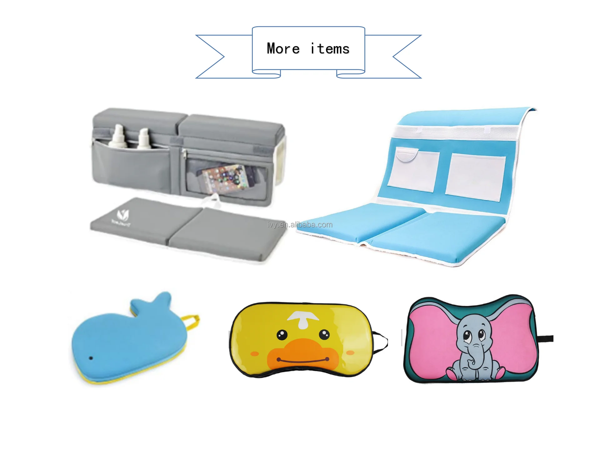 Custom Comfortable Neoprene Baby Bath Mat Bath Kneeler And Elbow Rest Pad With Toy Organizer details