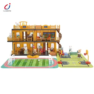 Wholesale Doll House Miniature Koala Town Mini School Model Baby Girl Toys Diy Doll Villa House Model Toy