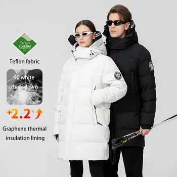 European and American winter men's 90% white duck down long thick down jacket top