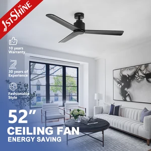 1stshine Ceiling Fan Factory OEM Remote App Control High Airflow 3 Wood Blades Black Ceiling Fan Without Light