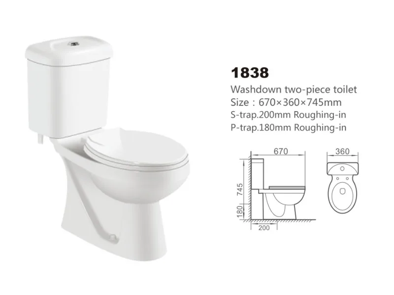 Cheapest Price Africa WC Normal Style Washdown P-Trap Two-Piece Toilet Wc Water Closet