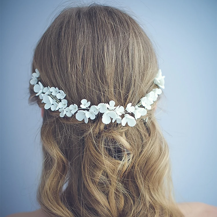 2020 Bridal Hair Accessories Newest White Ceramic Flowers Bridal Accessories Hair Pin Handmade Women Wedding Hair Combs