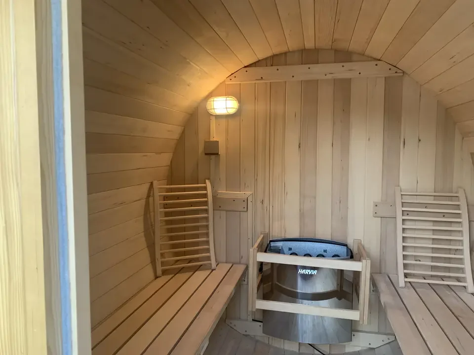 4person Canadian Hemlock Barrel Sauna With Internally Controlled Sauna