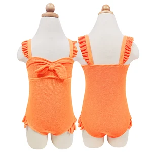 High Quality Solid Bathing Suits for Girls Kids One Piece Beach Swim Suit Custom Simple Summer Swim Wears