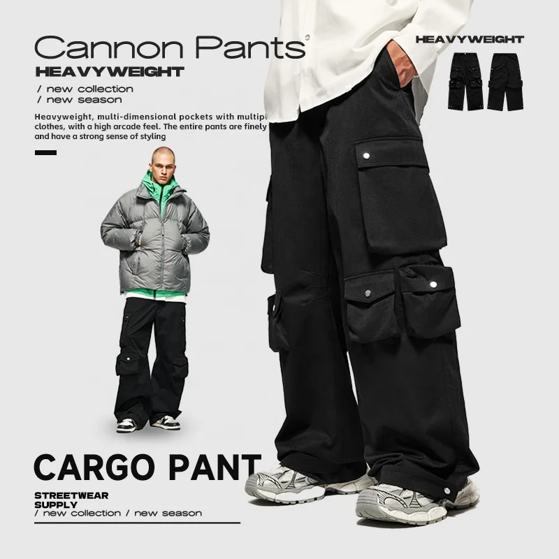【SATIIIZ】Lever Balloon Multi Cargo Pants Zumba Runway Parachute Cargo Pants With Elastic Waistband