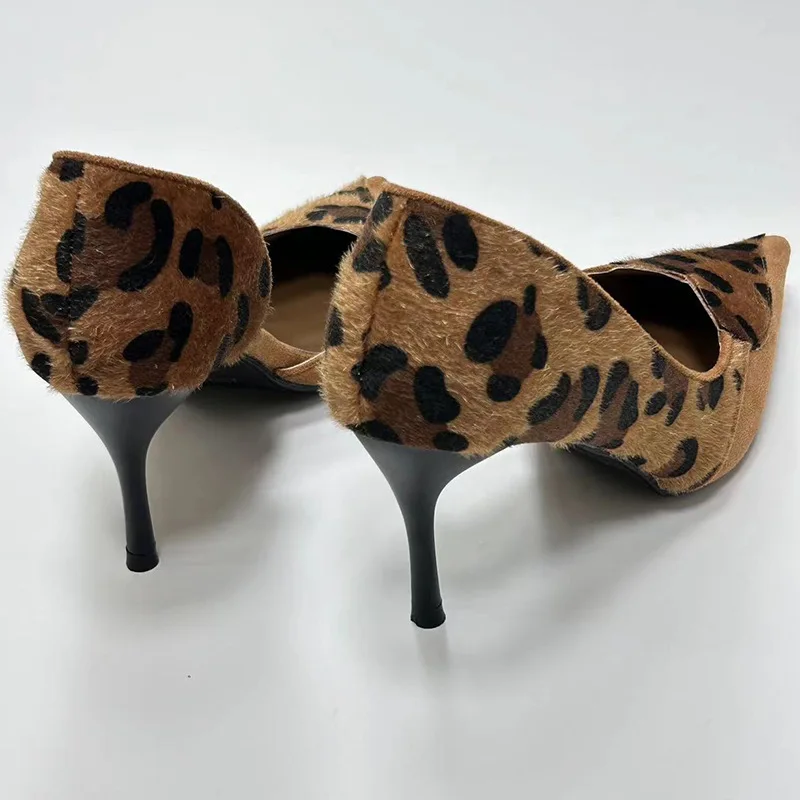 2024 Closed Women Latest Pointed Toe Stiletto Pumps Leopard Pattern Shoes Animal Prints Maillard Ladies Nice High Heel Shoe - Image 4