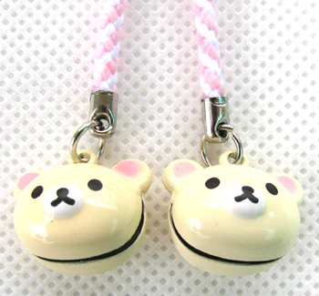 Rilakkuma Korilakkuma Bear Small Bell Keychain Mini Kawaii Cute Phone Keychains Mascot Cartoon Anime Key Chain Ring