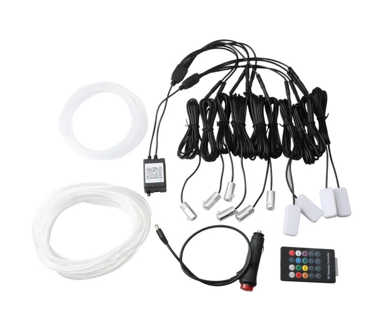 Universal 10 in 1 RGB LED 8M Led Interior Light Ambient Fiber Optical Strip Light by App Control Car Decorative Atmosphere Lamps