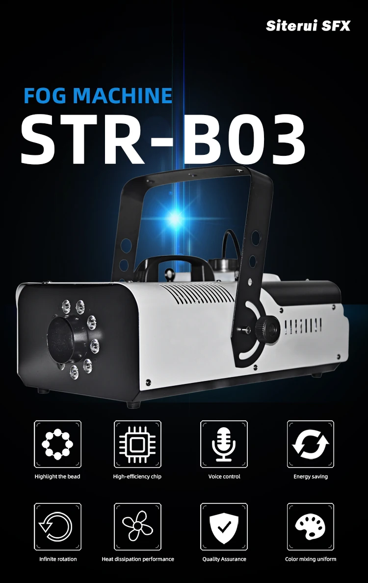 Siterui SFX Conventional 1500W Smoke Machine with LED Light Stage ...