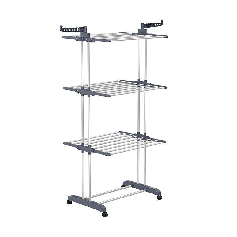 Multifunctional Floor-standing Three-layer Clothes Drying Rack Indoor Folding Floor-standing Mobile Clothes Rack