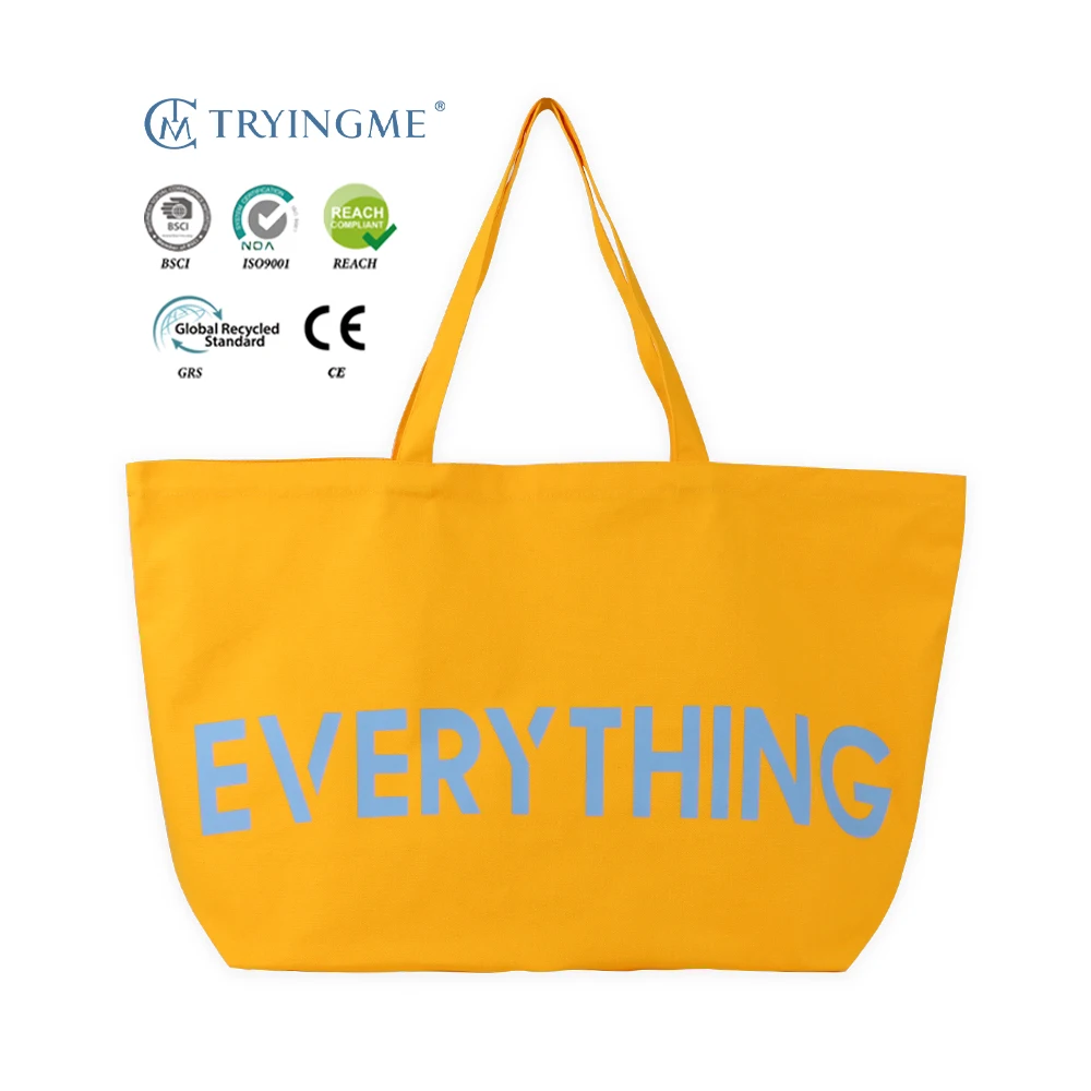 Custom Eco-Friendly Cotton Canvas Tote Shopping Bag Large Capacity Foldable Reusable Handbags for Beach Grocery Food Storage