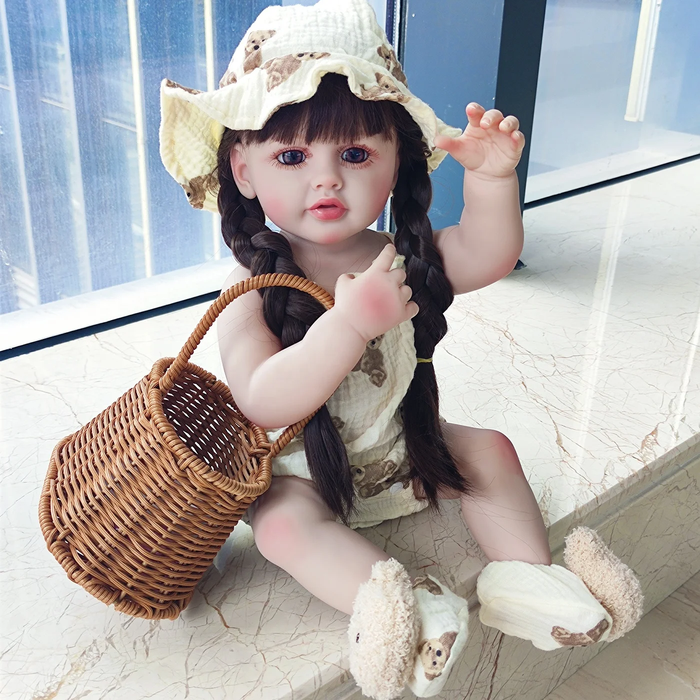 Exquisite Vinyl Newborn Simulated Vinyl Simulation Doll Set South African 22 Inches Black Reborn Dolls