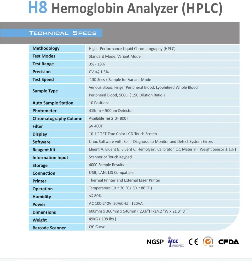 High-Performance Hospital Clinical Lab Medical Equipment hba1c hplc Analyzer Hemoglobin a1c Analyzer