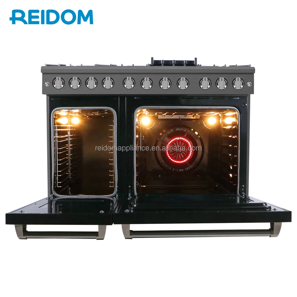 REIDOM Factory Custom Slide-in Kitchen 36" High Efficiency and Cooking Capabilities Cooking 48" Gas Range Double Oven