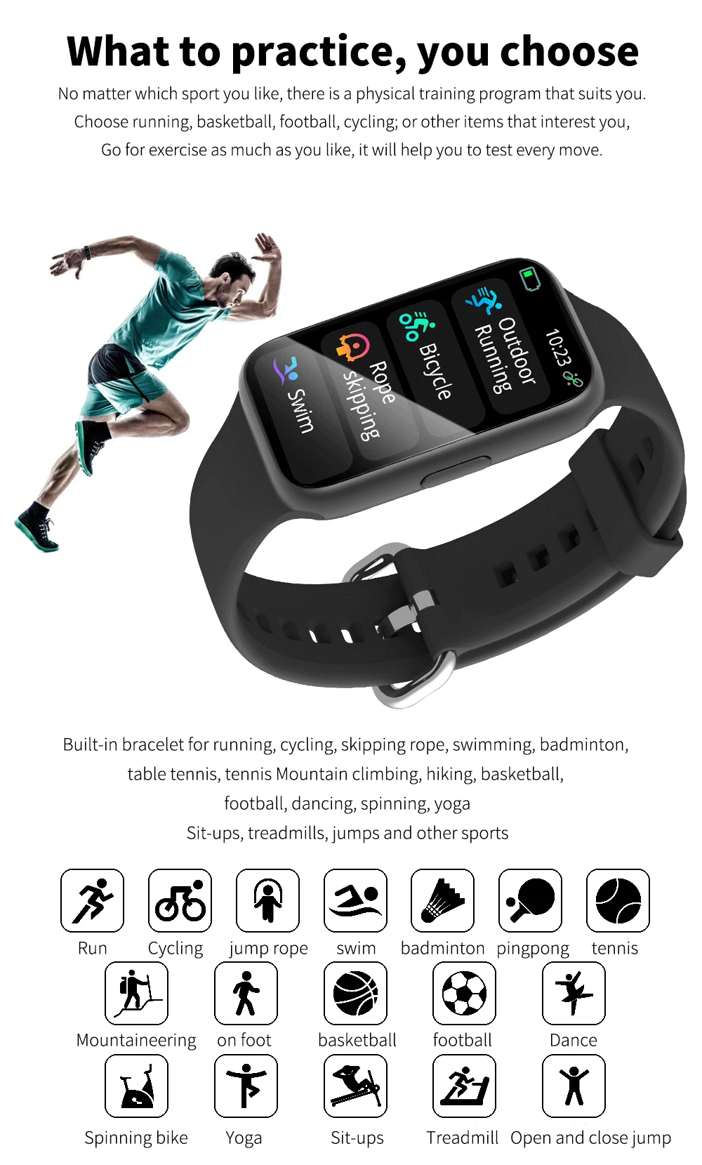 Hot Sale Smart Wristband Waterproof BT Fitness Sleep Heart Rate Monitoring Cheap Smart Watch