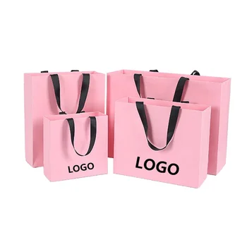 Wholesale new design custom logo printing shopping brown kraft paper bag with handle