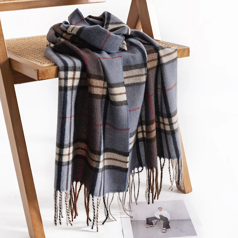 Plaid Cashmere Feel Classic Soft Luxurious Winter Scarf For Men Women