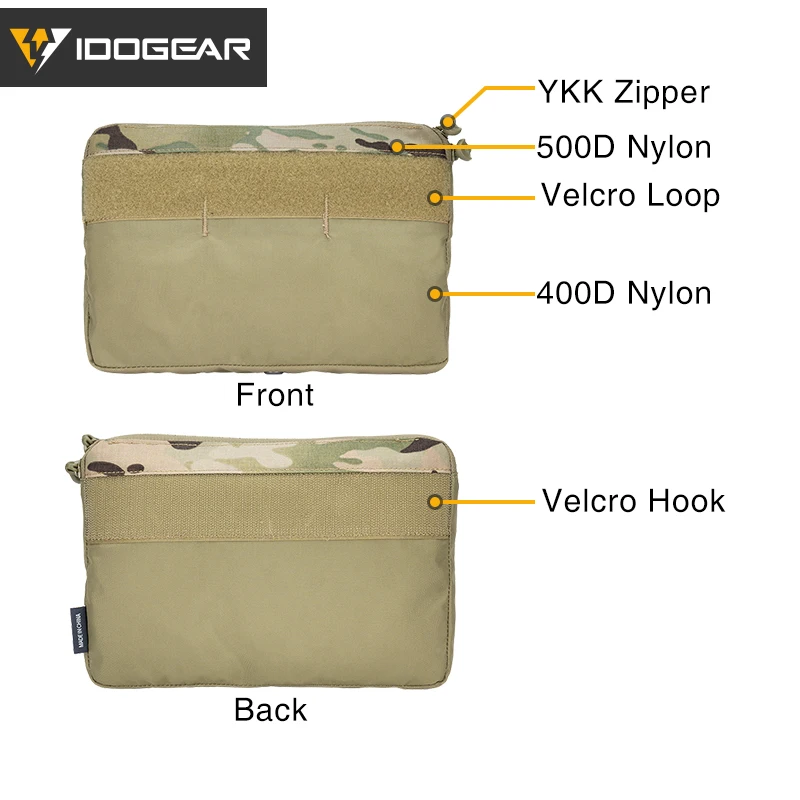 Poche Rangement Chasse Tir Pochette De Rangement Tactique IDOGEAR DOPE Storage - Insert Kangourou Pour Gilet, Chasse - Fermeture Zip Poche DOPE Pour Données Tir