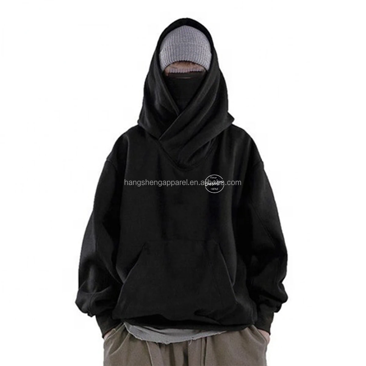 Custom Hip Hop Hoodie Street Wear Face Masked Cover Embroidery Turtle