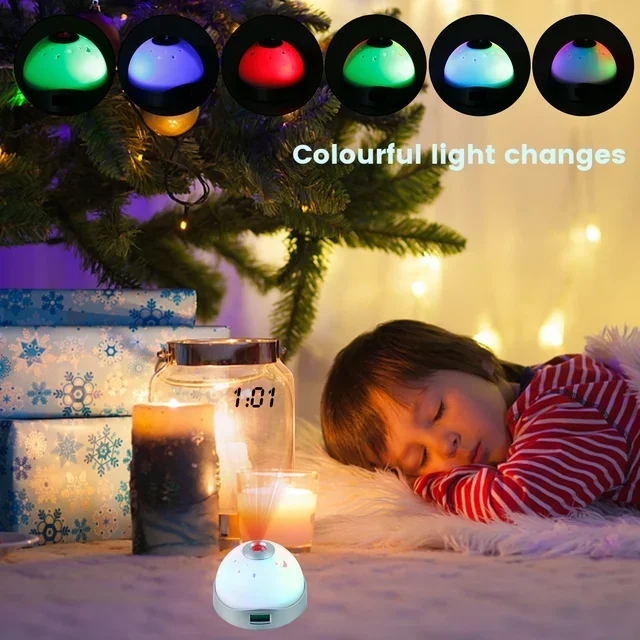 Night Light 7 Color Changing Ceiling Projection Battery Operated Digital Clock for Kids Adults Electronic Square ABS Anniversary