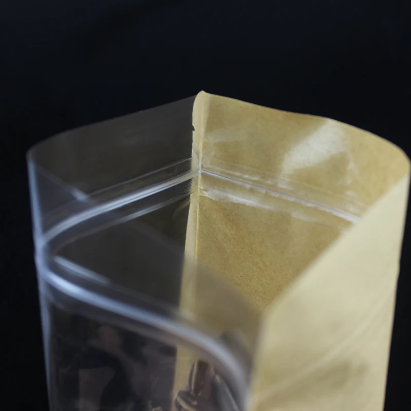 Eco-Friendly Kraft Paper Bag Reusable Zip Lock Stand-Up Sealing