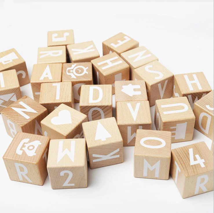 natural wooden alphabet blocks