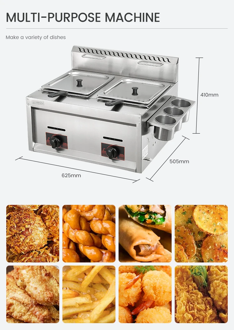 Commercial French Fries Chicken Gas Deep Fryer With Temperature Control