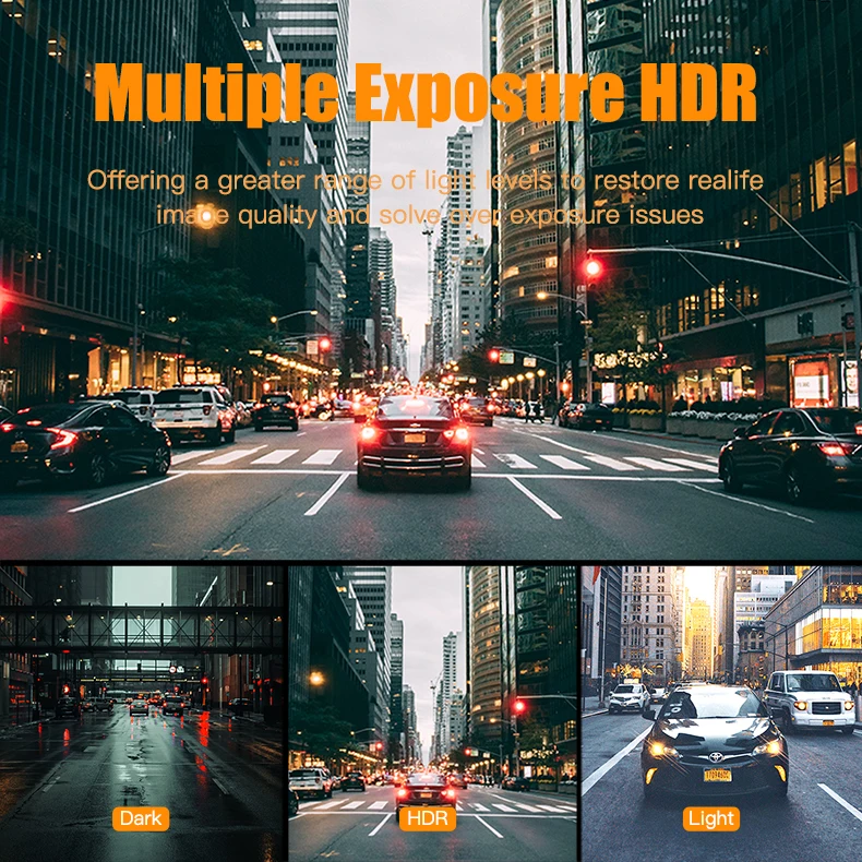 4英寸2k前后1080p仪表板凸轮2K 1440P双前后车载DVR WiFi内置全球定位系统语音控制24h停车监视器