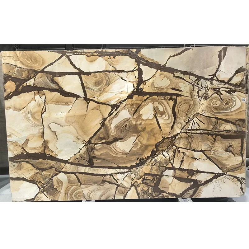 Табигый алтын түстүү полированный Рома Империале кварцит плита, современный кухня жана вилла үчүн мрамордун башка бөлмөсүндөгү уюштуруу үстүнөн дизайн