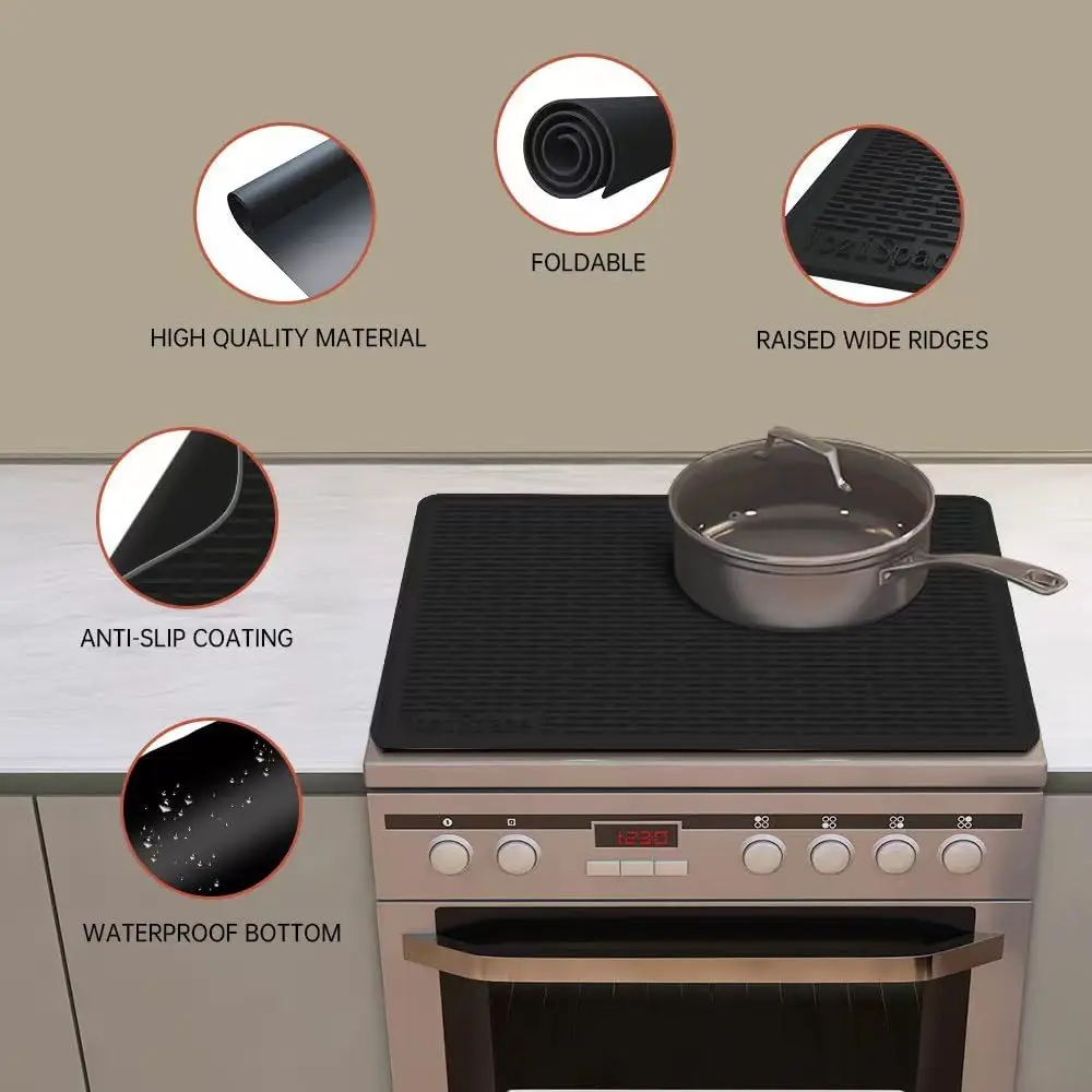Extralarge Heated Silicone Dish Drying Mat Stove Top Covers For