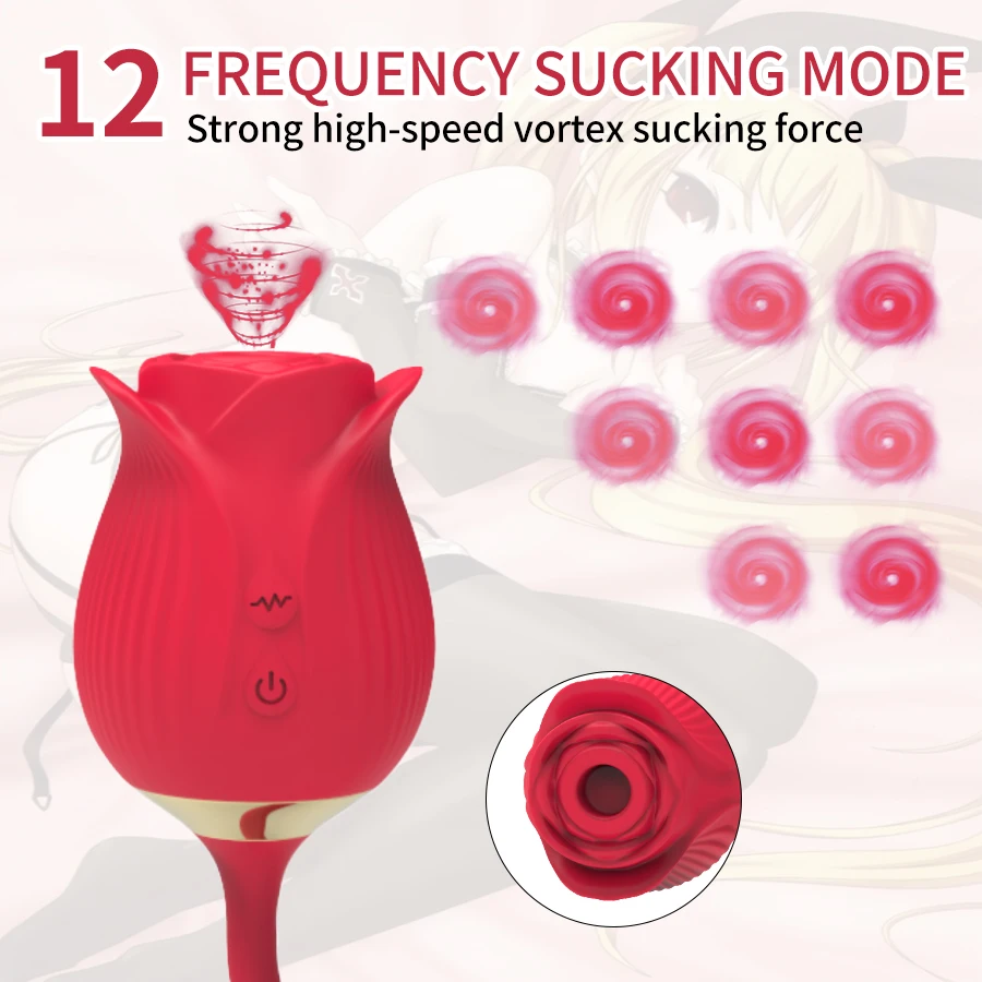 rose toy chargers 2 in 1 Rose Shaped Sex Toys Vibrator Dildo Clit Sucker Female Adult Toys  Thrusting Telescopic Sucking Rose Vibrator