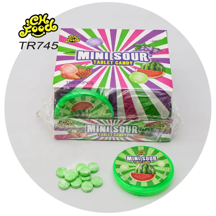 Wholesale Bottle Candy OEM Watermelon Fruit Flavor Tablet Hard Candy for Kids Halal Candy Toy